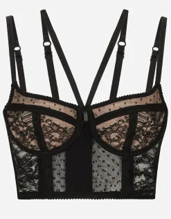 Lace lingerie bustier with straps
