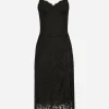 Lace midi dress with double scalloped detailing