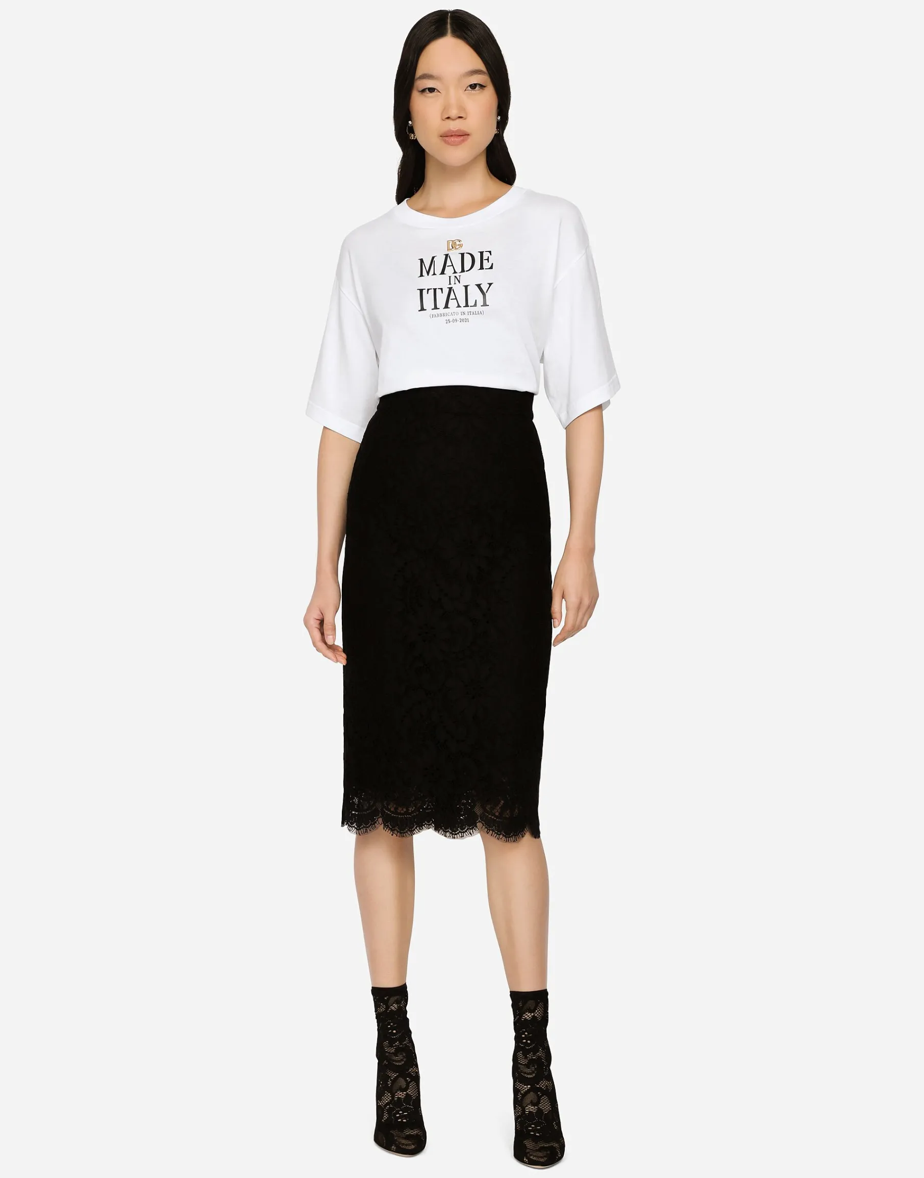 Lace midi skirt