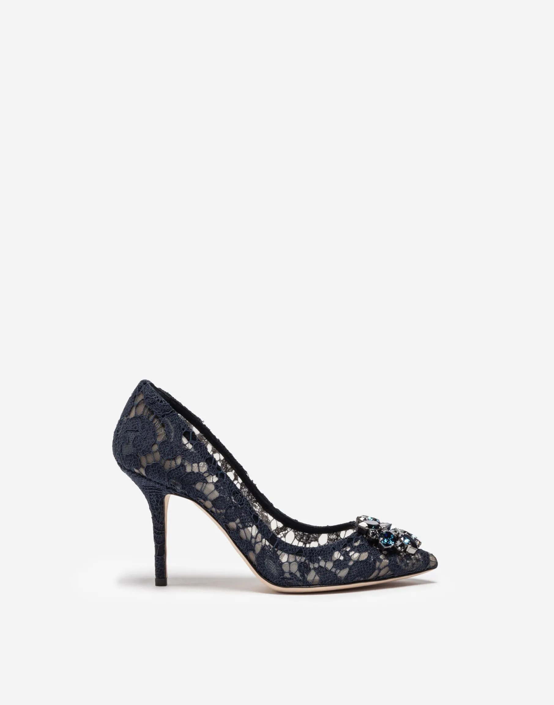 Lace rainbow pumps with brooch detailing