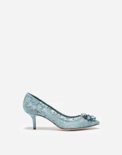 Lace rainbow pumps with brooch detailing