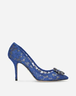 Lace rainbow pumps with brooch detailing