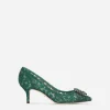 Lace rainbow pumps with brooch detailing