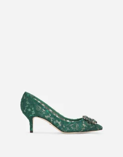 Lace rainbow pumps with brooch detailing
