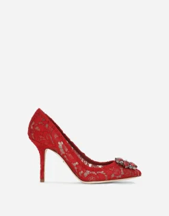 Lace rainbow pumps with brooch detailing