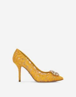 Lace rainbow pumps with brooch detailing