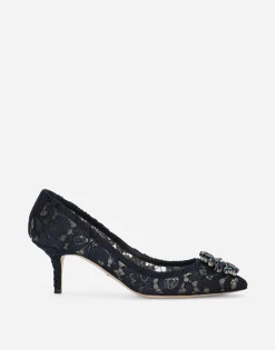 Lace rainbow pumps with brooch detailing