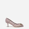 Lace rainbow pumps with brooch detailing