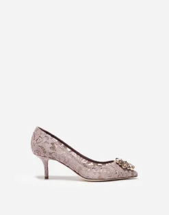 Lace rainbow pumps with brooch detailing