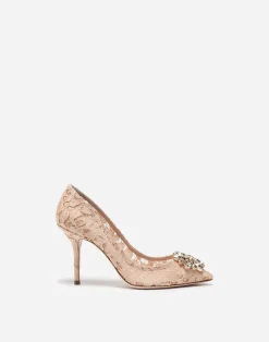 Lace rainbow pumps with brooch detailing