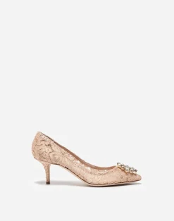 Lace rainbow pumps with brooch detailing