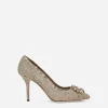 Lace rainbow pumps with brooch detailing