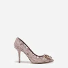 Lace rainbow pumps with brooch detailing