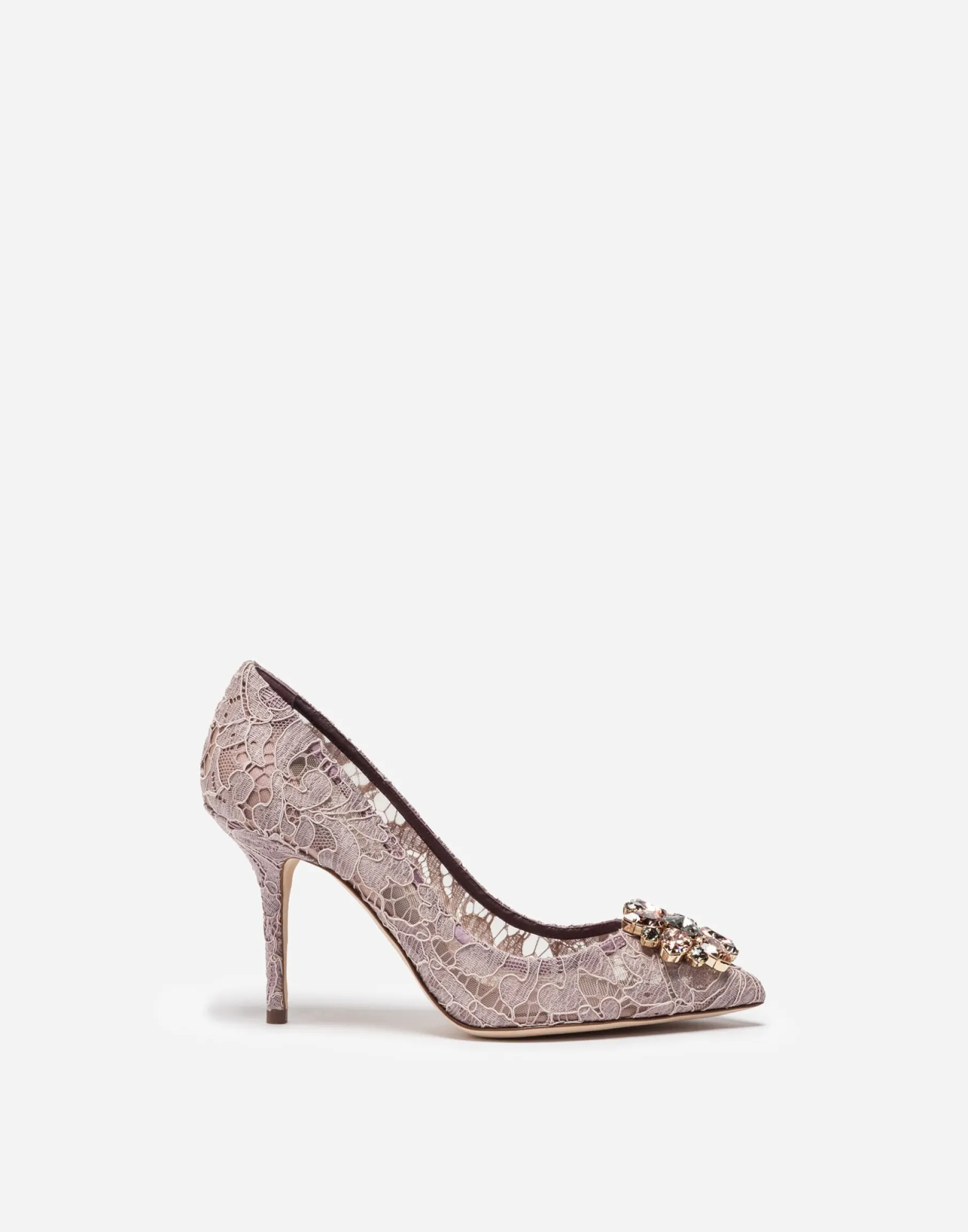 Lace rainbow pumps with brooch detailing