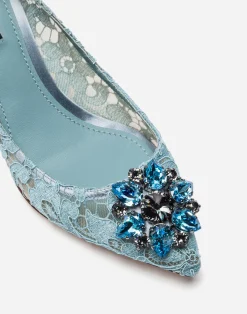 Lace rainbow pumps with brooch detailing