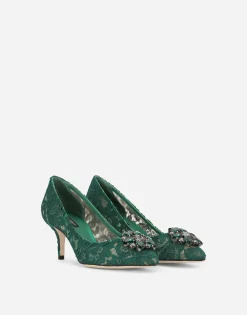 Lace rainbow pumps with brooch detailing