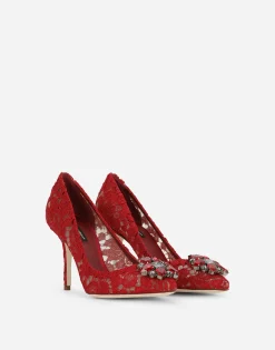 Lace rainbow pumps with brooch detailing