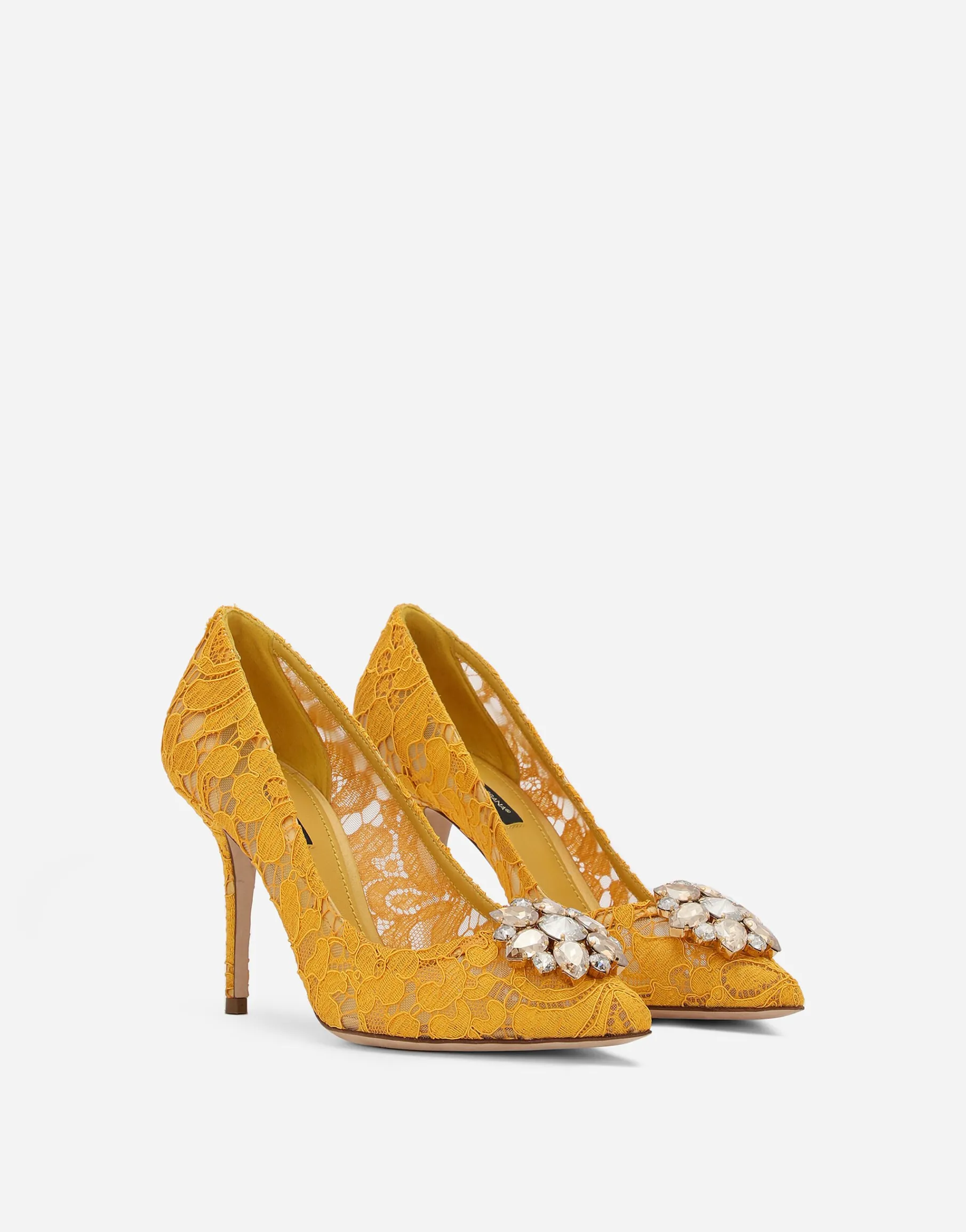Lace rainbow pumps with brooch detailing