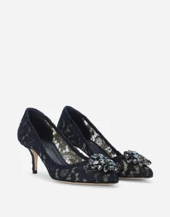 Lace rainbow pumps with brooch detailing