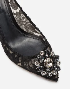 Lace rainbow pumps with brooch detailing