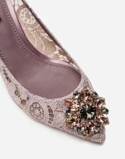 Lace rainbow pumps with brooch detailing
