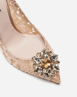 Lace rainbow pumps with brooch detailing
