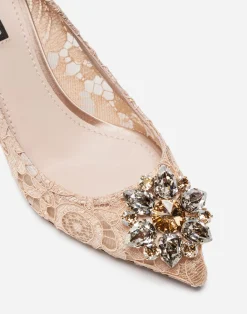 Lace rainbow pumps with brooch detailing