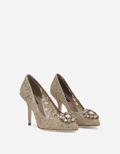 Lace rainbow pumps with brooch detailing