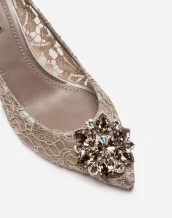 Lace rainbow pumps with brooch detailing
