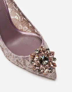 Lace rainbow pumps with brooch detailing