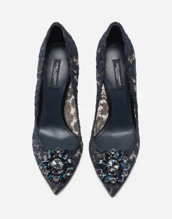 Lace rainbow pumps with brooch detailing