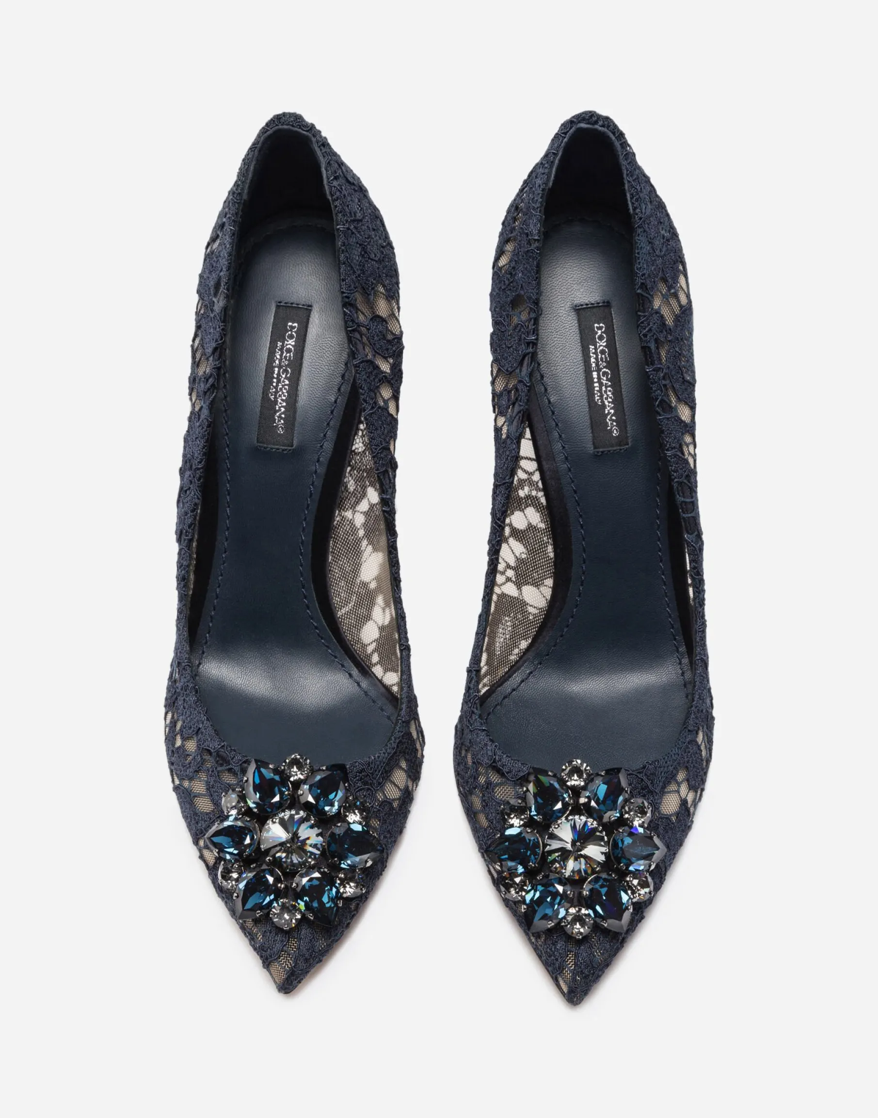 Lace rainbow pumps with brooch detailing