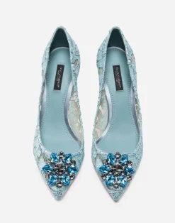 Lace rainbow pumps with brooch detailing