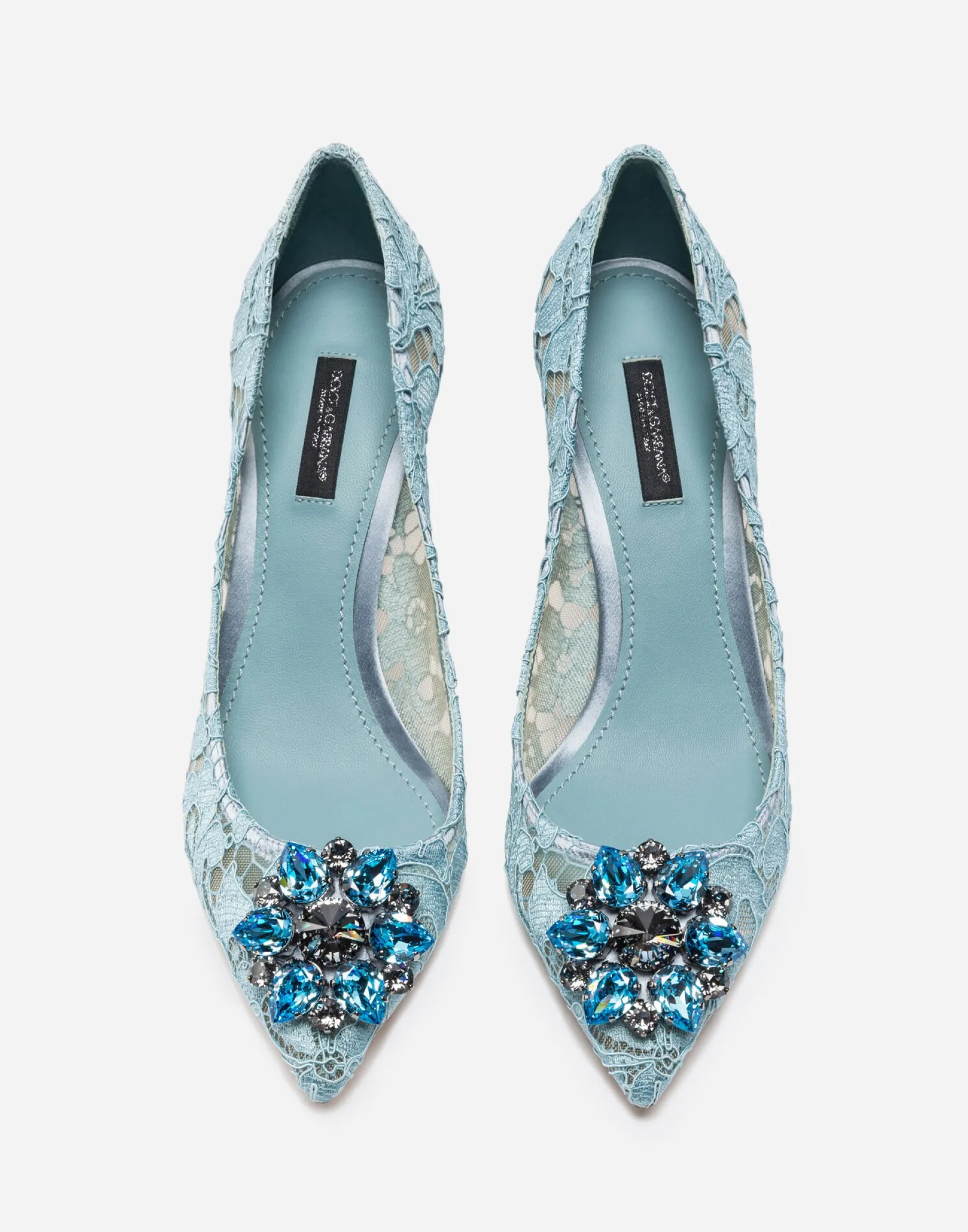 Lace rainbow pumps with brooch detailing