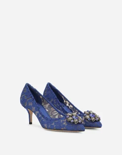 Lace rainbow pumps with brooch detailing