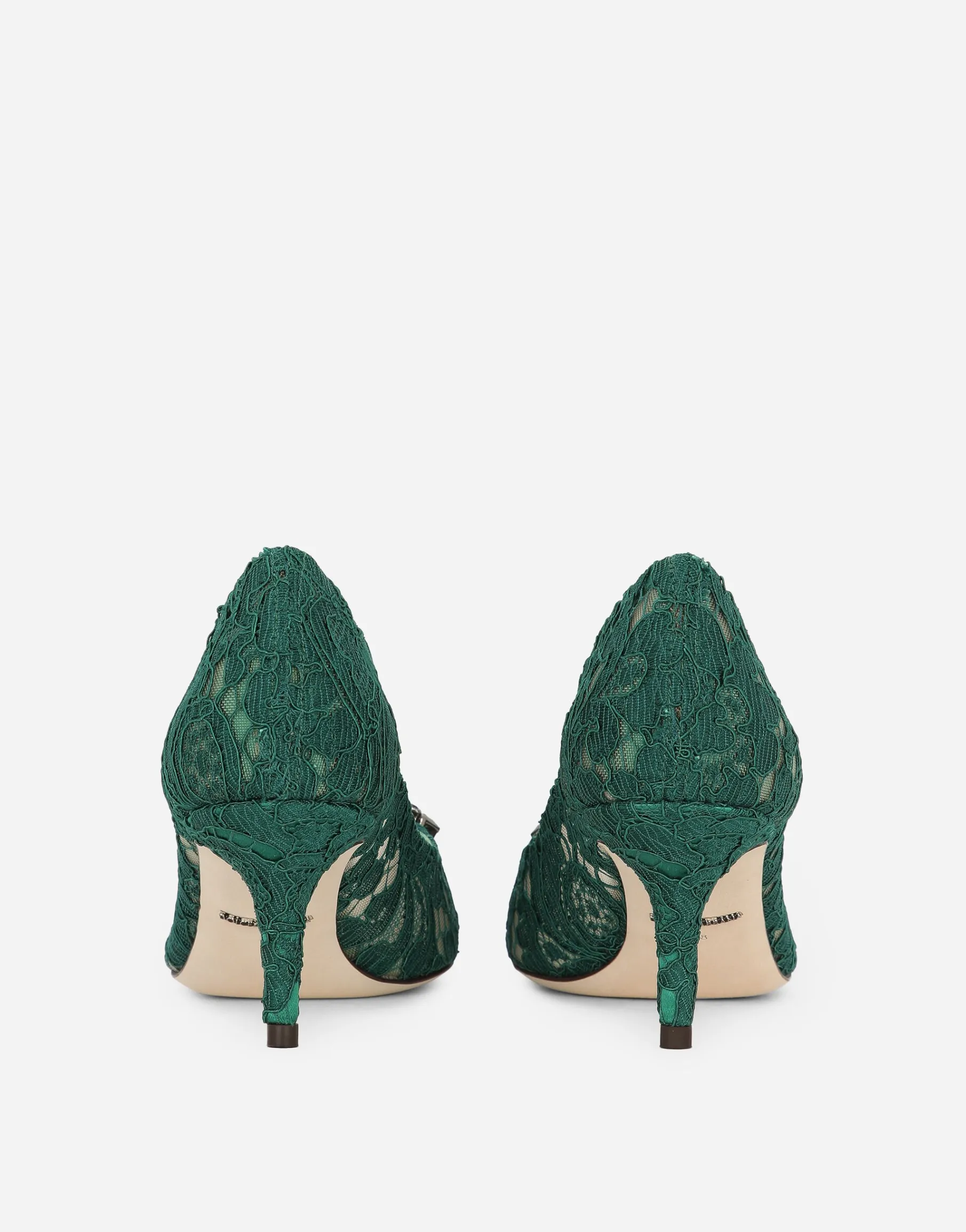 Lace rainbow pumps with brooch detailing