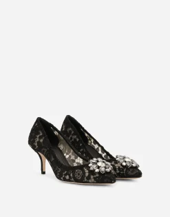 Lace rainbow pumps with brooch detailing
