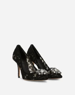 Lace rainbow pumps with brooch detailing