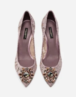 Lace rainbow pumps with brooch detailing