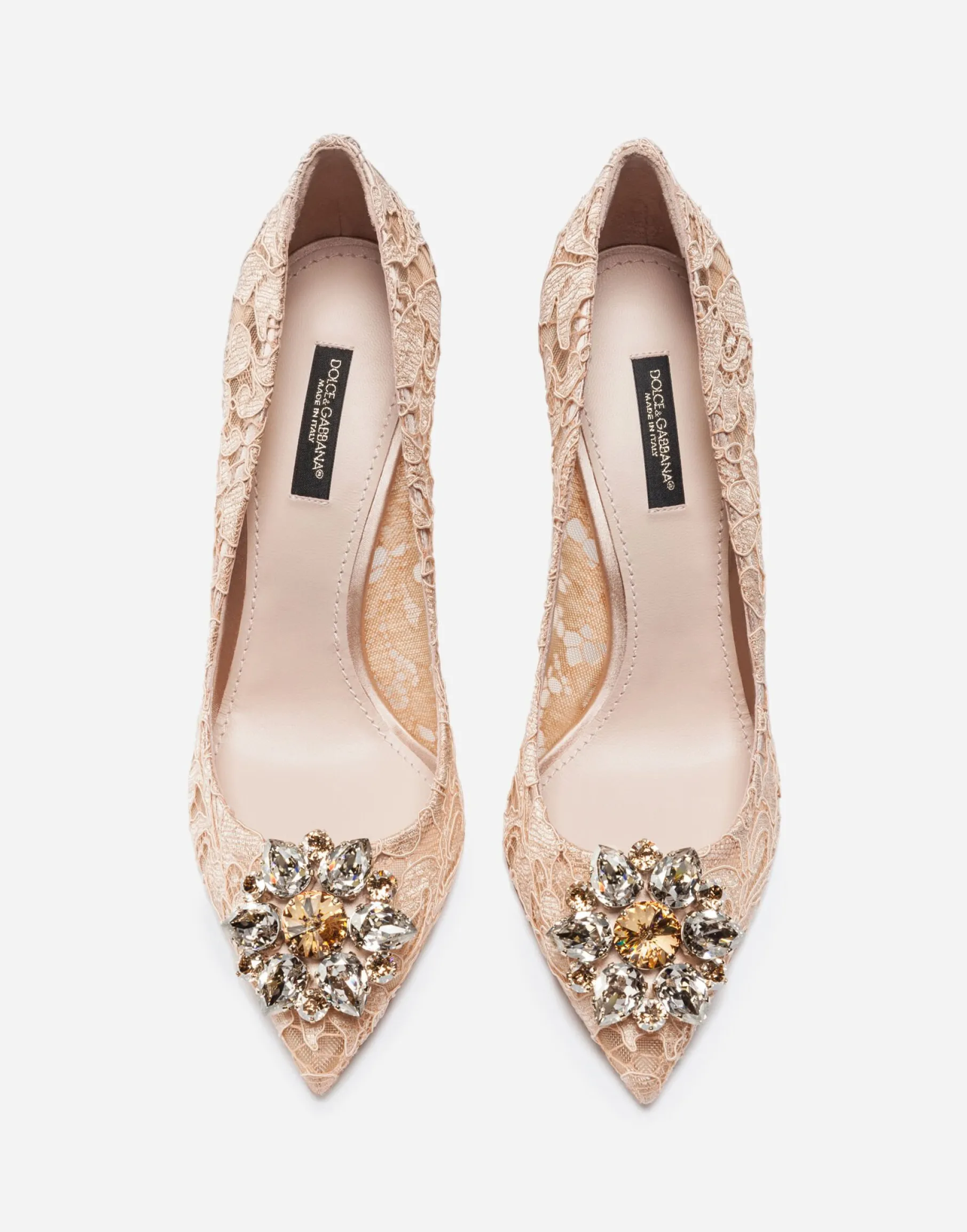 Lace rainbow pumps with brooch detailing