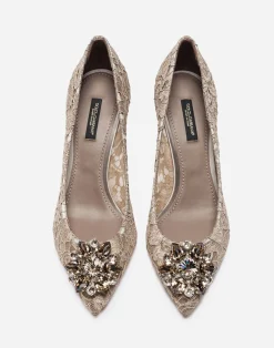 Lace rainbow pumps with brooch detailing