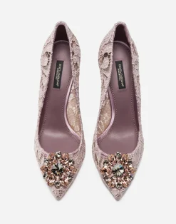 Lace rainbow pumps with brooch detailing