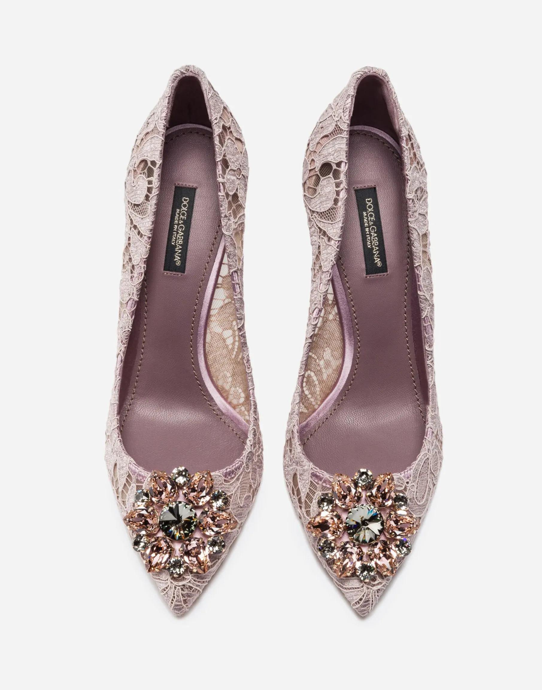 Lace rainbow pumps with brooch detailing