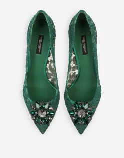 Lace rainbow pumps with brooch detailing