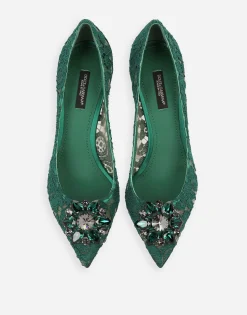 Lace rainbow pumps with brooch detailing