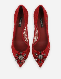 Lace rainbow pumps with brooch detailing