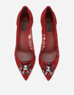 Lace rainbow pumps with brooch detailing