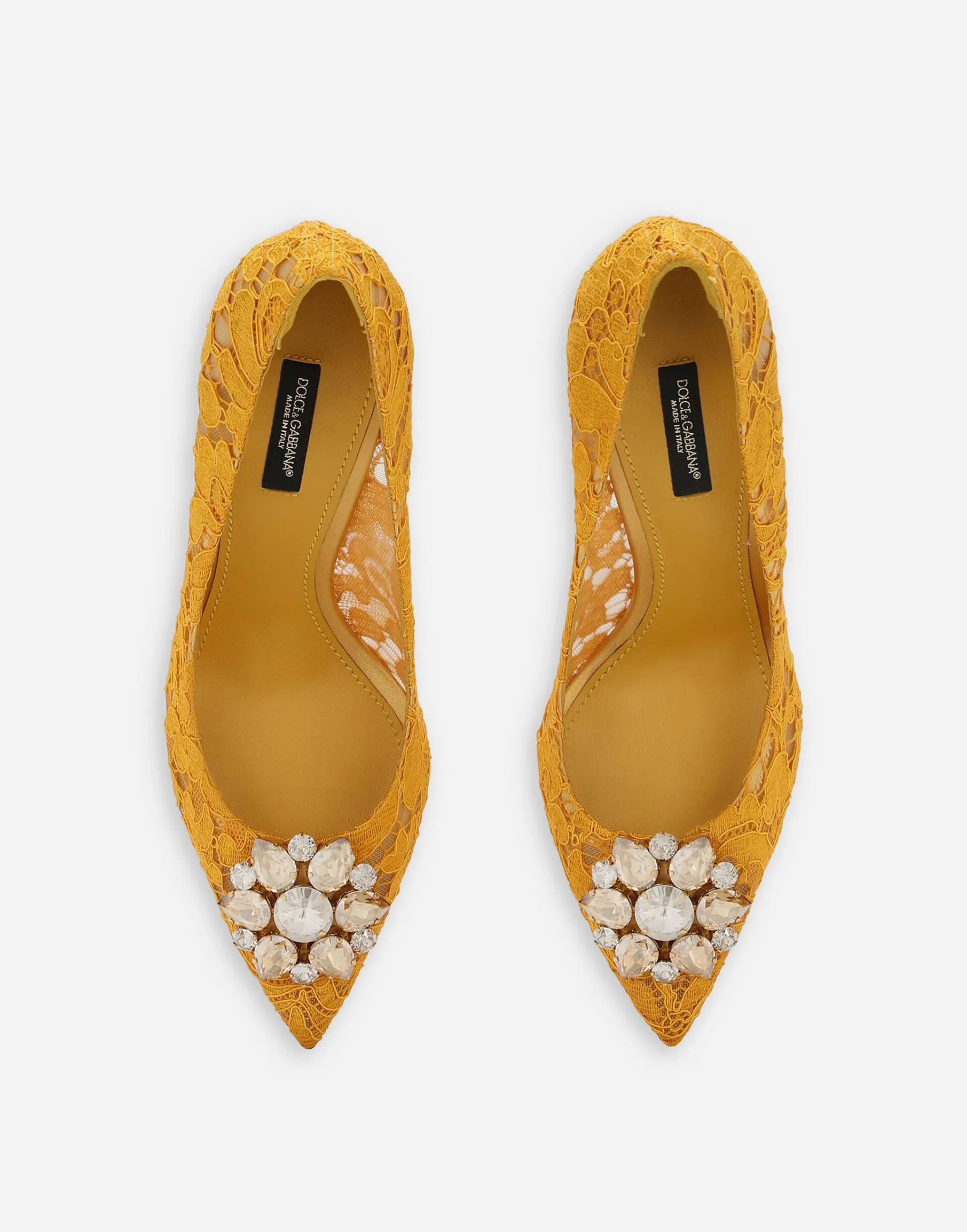 Lace rainbow pumps with brooch detailing