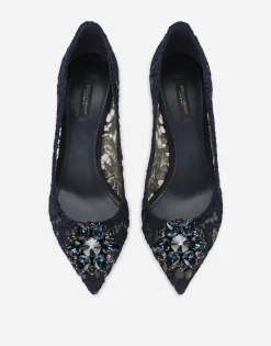 Lace rainbow pumps with brooch detailing