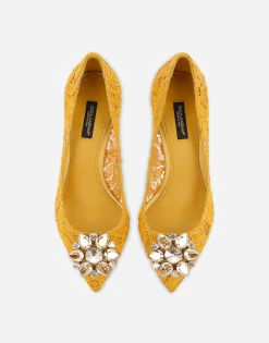 Lace rainbow pumps with brooch detailing
